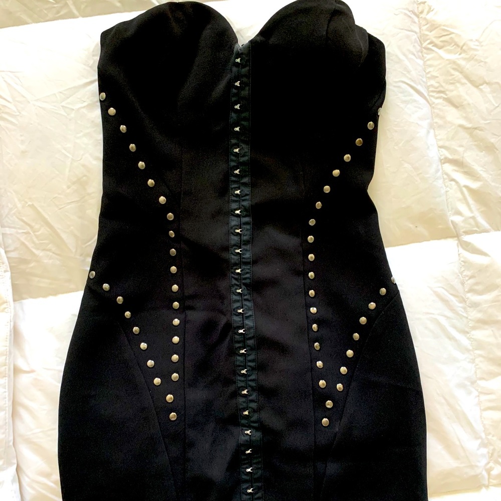 GUESS Studded strapless mini dress